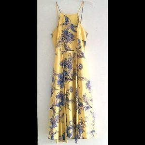 Yumi Kim Slipper yellow silk floral spaghetti strap halter dress